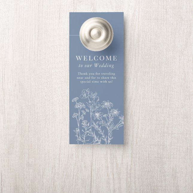 Colgador Para Puertas Hotel Boho Periwinkle Wildflower Boda (En pomo)