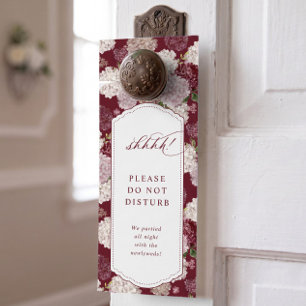 Colgador Para Puertas Hotel de Boda Hortensia Floral Rojo Borgoña