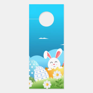 Colgador Para Puertas Huevos de Pascua coloridos Bunny Floral Easter