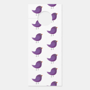 Colgador Para Puertas Ilustración de pajarito morado lindo