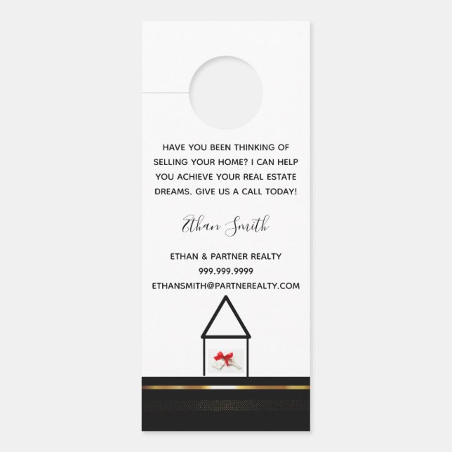 Colgador Para Puertas Introducción al marketing inmobiliario en negro y  (Anverso)