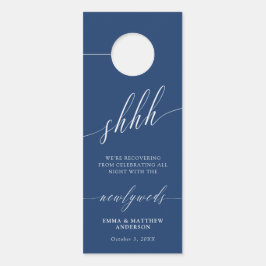 Colgador Para Puertas La caligrafía blanca azul Shhh no altera al Boda
