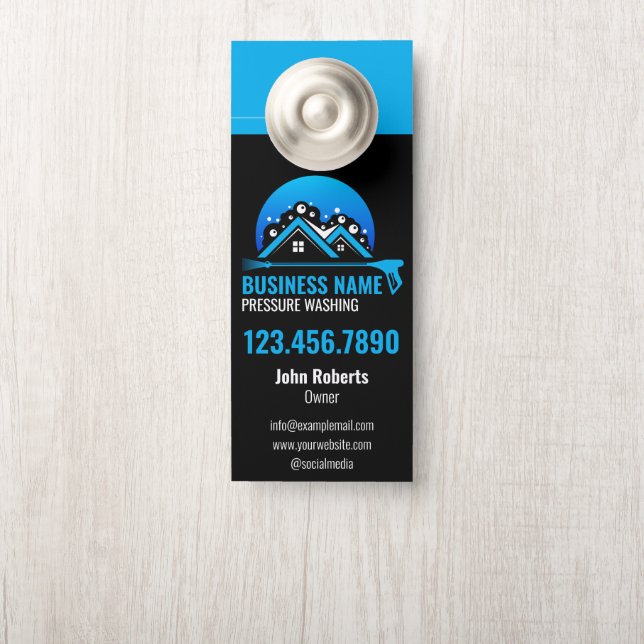 Colgador Para Puertas Lavado de presión profesional negro azul (En pomo)