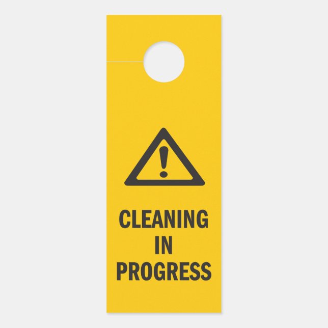 Colgador Para Puertas Limpieza en progreso precaución amarillo (Anverso)