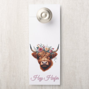 Colgador Para Puertas Linda vaca de las tierras altas floral/primavera