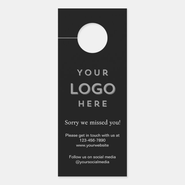 Colgador Para Puertas Logo Sorry We Missed You Promotional Business (Anverso)