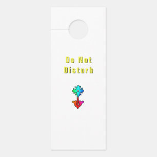 Colgador Para Puertas Logotipo de Flor de No Molestar Blanco  
