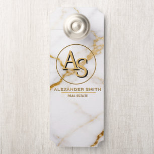 Colgador Para Puertas Luxury White Marble Gold Monogram Real Estate