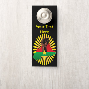 Colgador Para Puertas Mapa de Burkina, bandera y puño de la revolución