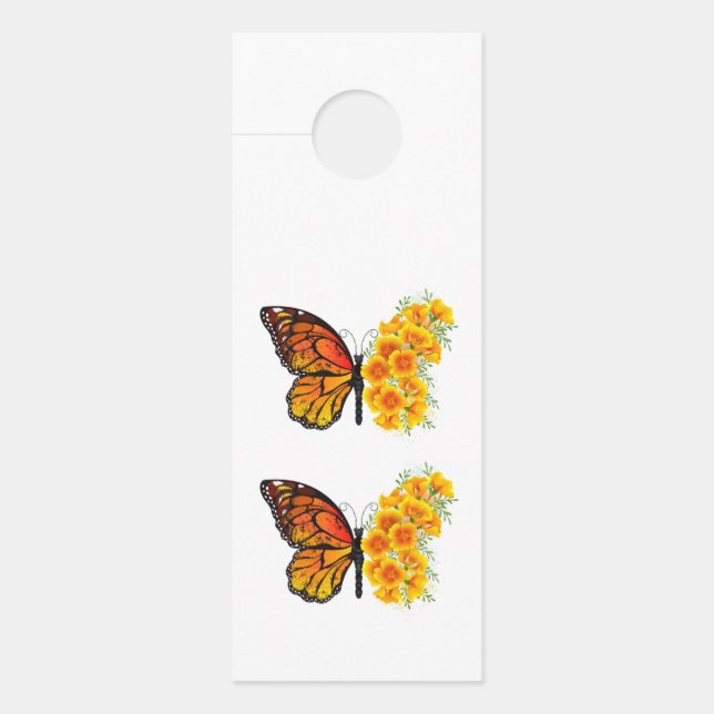 Colgador Para Puertas Mariposa de flores con amapola amarilla de Califor (Anverso)