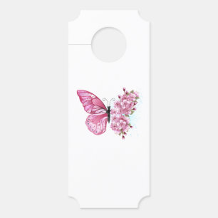 Colgador Para Puertas Mariposa de flores con Sakura rosa