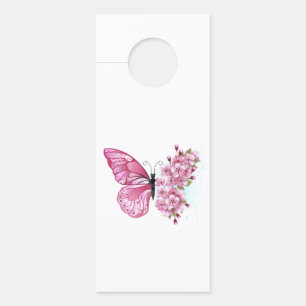 Colgador Para Puertas Mariposa de flores con Sakura rosa