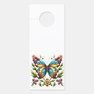 Colgador Para Puertas Mariposa de vidrio coloreado con flores