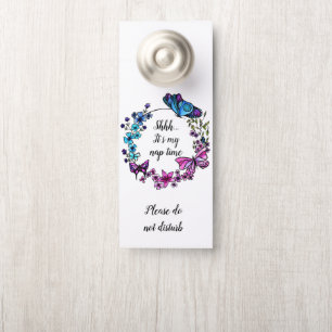 Colgador Para Puertas Mariposa y flores León personalizado cita o nombre