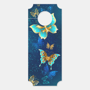 Colgador Para Puertas Mariposas doradas sobre fondo azul