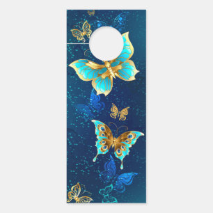 Colgador Para Puertas Mariposas doradas sobre fondo azul