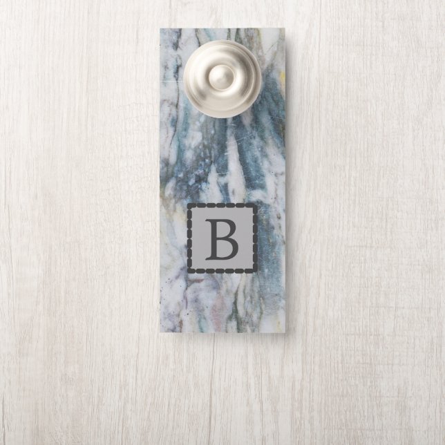 Colgador Para Puertas Mármol gris azul monogramado (En pomo)