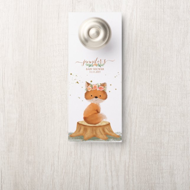 Colgador Para Puertas Meadow Fox Baby Shower (En pomo)