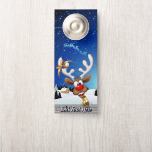 Colgador Para Puertas Meme Divertido de Navidad de Reno Mirando
