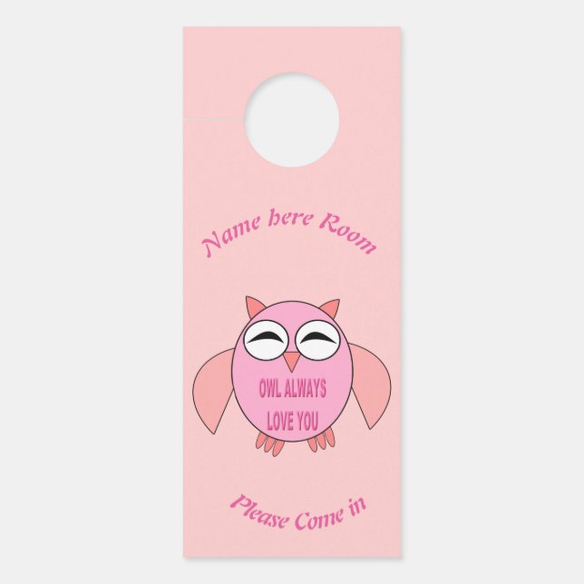 Colgador Para Puertas Mensaje de amor personalizado Owl personalizado (Anverso)