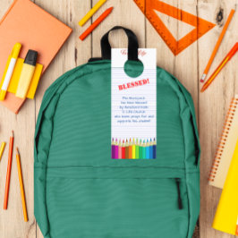 Colgador Para Puertas Mochila bendiciendo lápices de colores Etiqueta de