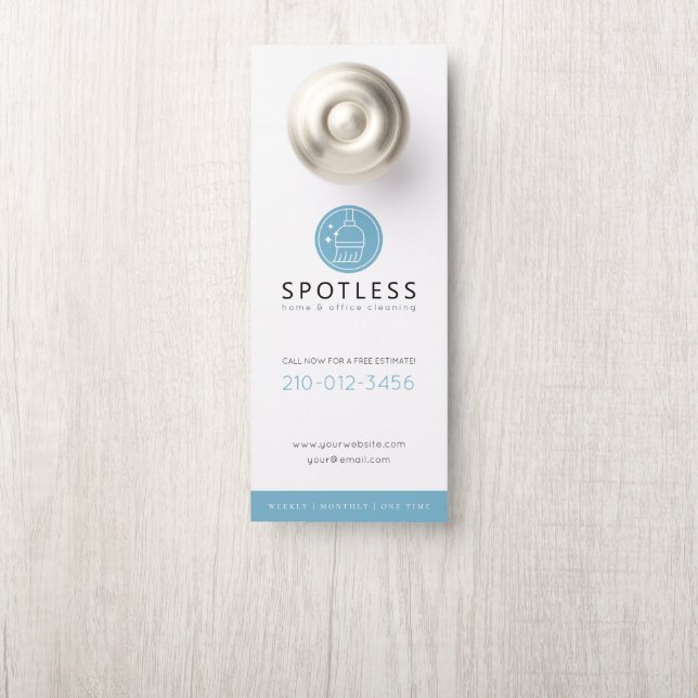 Colgador Para Puertas Modern Broom Logo Blue Cleaning Service (En pomo)