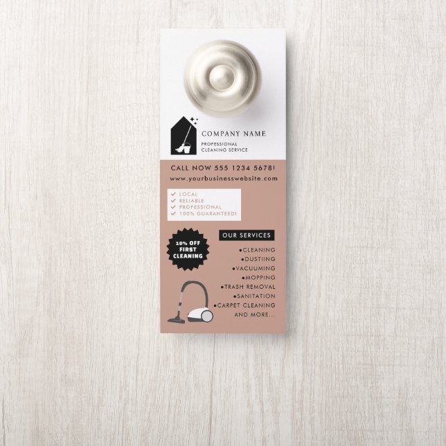 Colgador Para Puertas Modern Cleaning Cleaner Service Logo Green QR Code (En pomo)