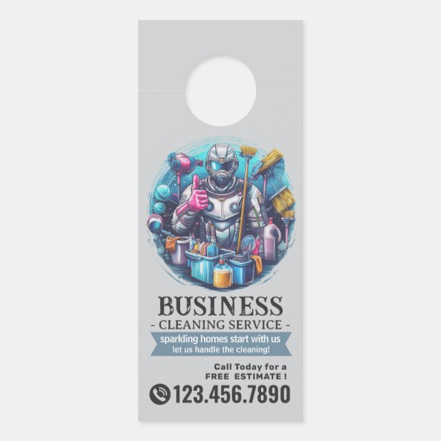 Colgador Para Puertas Modern House Cleaning Maid Service Housekeeping (Anverso)