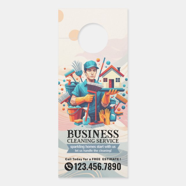 Colgador Para Puertas Modern House Cleaning Maid Service Housekeeping Do (Anverso)