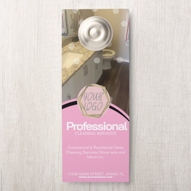 Colgador Para Puertas Modern Professional Cleaning Services Pink (En pomo)