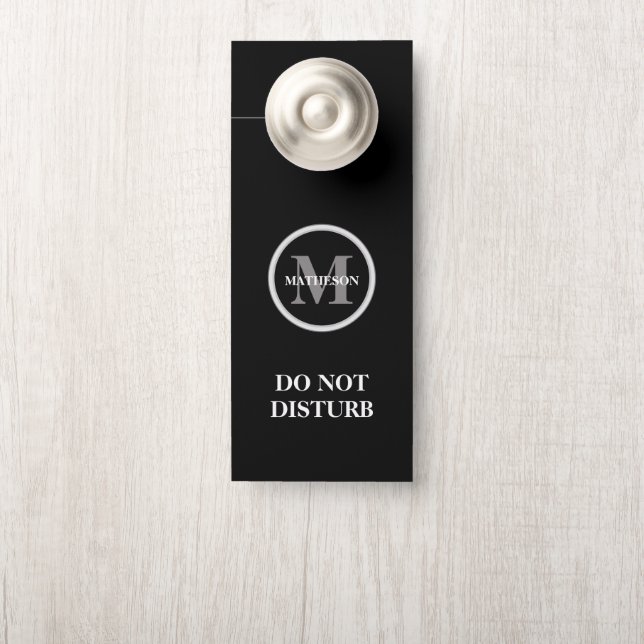 Colgador Para Puertas Monogram Black white Hotel Guest do not disturb (En pomo)