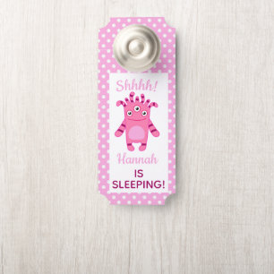 Colgador Para Puertas ¡Monstruo Rosado Shhh! El bebé duerme