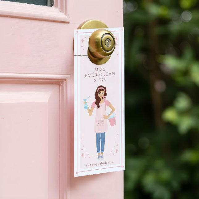 Colgador Para Puertas Mujer de limpieza de casas y empleadas domésticas  (Referral Maid & House Cleaning Woman Door Hanger)