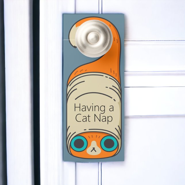 Colgador Para Puertas Nap de gato o agrega tu propio texto (Cat Nap or Add Your Own Text door hanger sign from Ricaso )