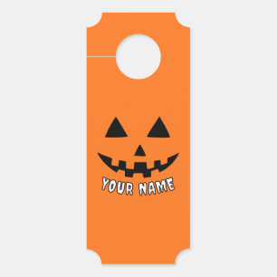 Colgador Para Puertas Naranja personalizado Calabaza Halloween su nombre