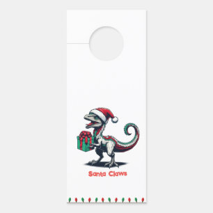 Colgador Para Puertas Navidades Santa hat raptor
