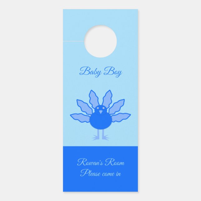 Colgador Para Puertas Niño azul lindo Día de Acción de Gracias, enfermer (Anverso)