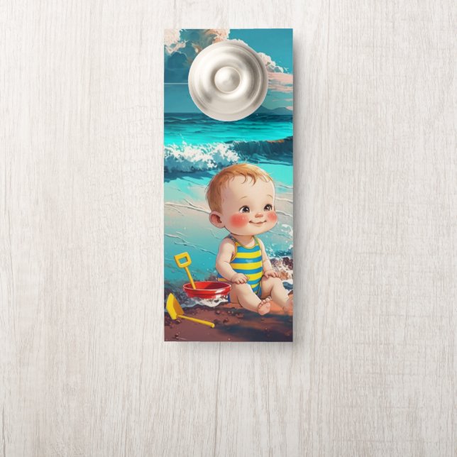 Colgador Para Puertas Niño en la playa (En pomo)