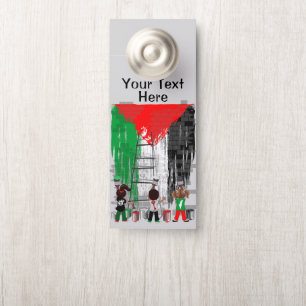 Colgador Para Puertas Niños de Gaza pintando la bandera palestina