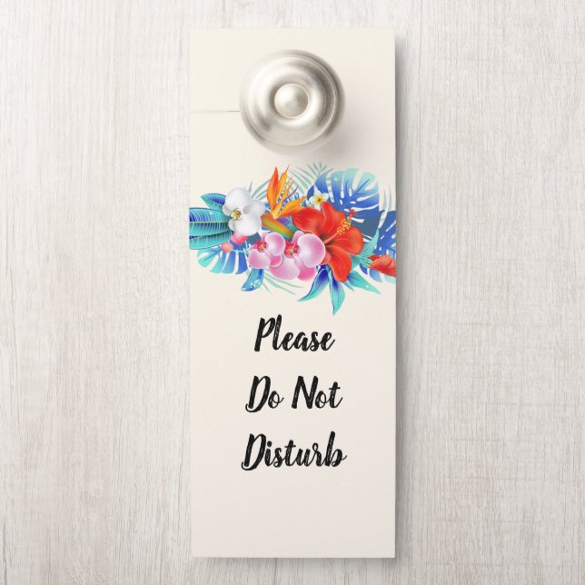 Colgador Para Puertas No Molestar Flores Tropicales Exóticas (En pomo)