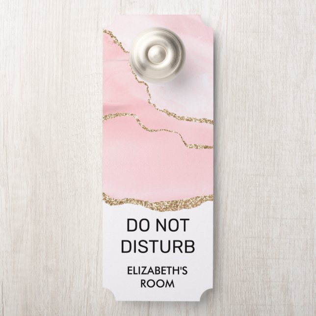Colgador Para Puertas No molestar la acuarela rosa de Rubor Agate (En pomo)