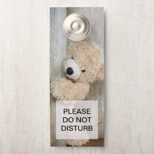 Colgador Para Puertas No molestar la foto del oso rellenado de café