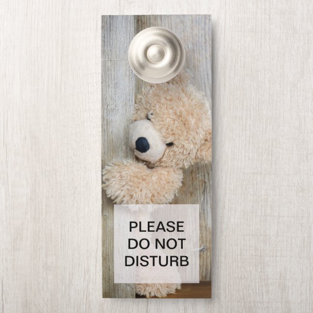 Colgador Para Puertas No molestar la foto del oso rellenado de café (En pomo)