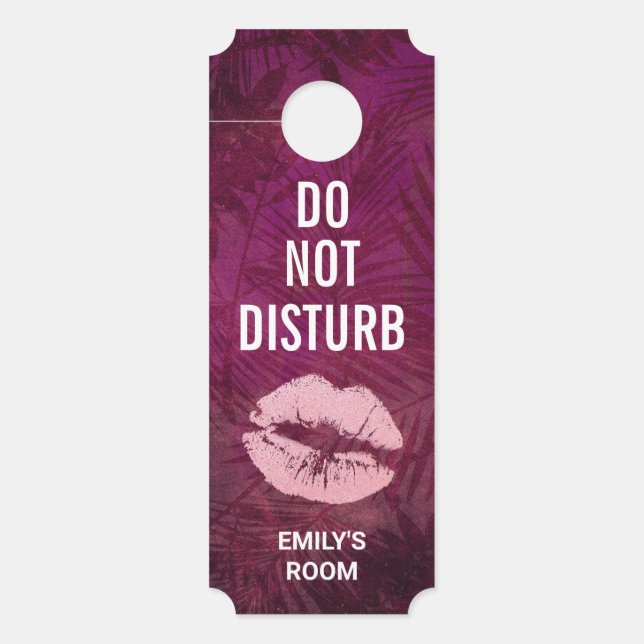 Colgador Para Puertas No molestar los labios de Purpurina rosado sexy gl (Anverso)