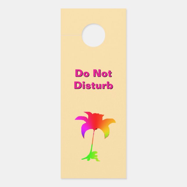 Colgador Para Puertas No Molestar / Por Favor Llamar Flor Beige (Anverso)