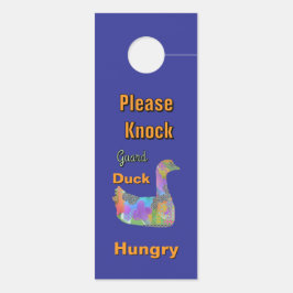 Colgador Para Puertas No Molestar /Por Favor Tocar/ Pato Azul de Guardia