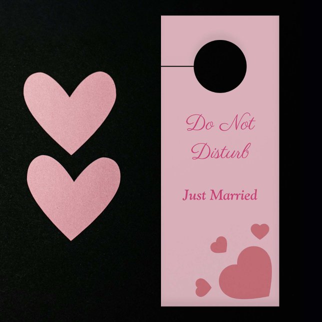 Colgador Para Puertas No molestar - simplemente casada con el corazón (Do Not Disturb - Just Married with Hearts Door Hanger)