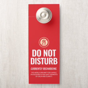 Colgador Para Puertas No Molestar Tipográfico Rojo y Amarillo