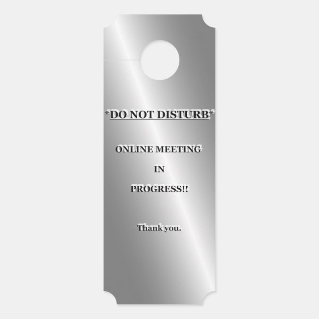 COLGADOR PARA PUERTAS *NO PERTURBA* REUNIONES EN LÍNEA EN CURSO. (Anverso)