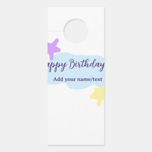 Colgador Para Puertas Nubes azul pastel estrellas púrpura feliz cumpleañ